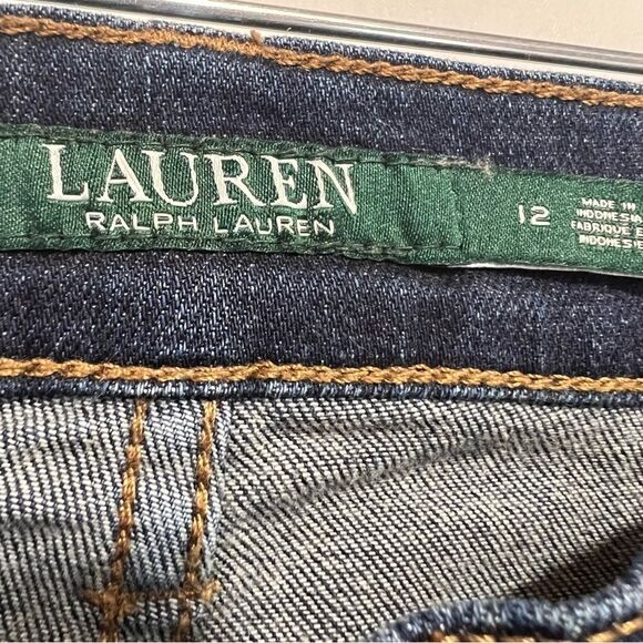 Lauren Ralph Lauren Classic Straight Leg Jeans Womens 12 Dark Wash - Picture 3 of 7